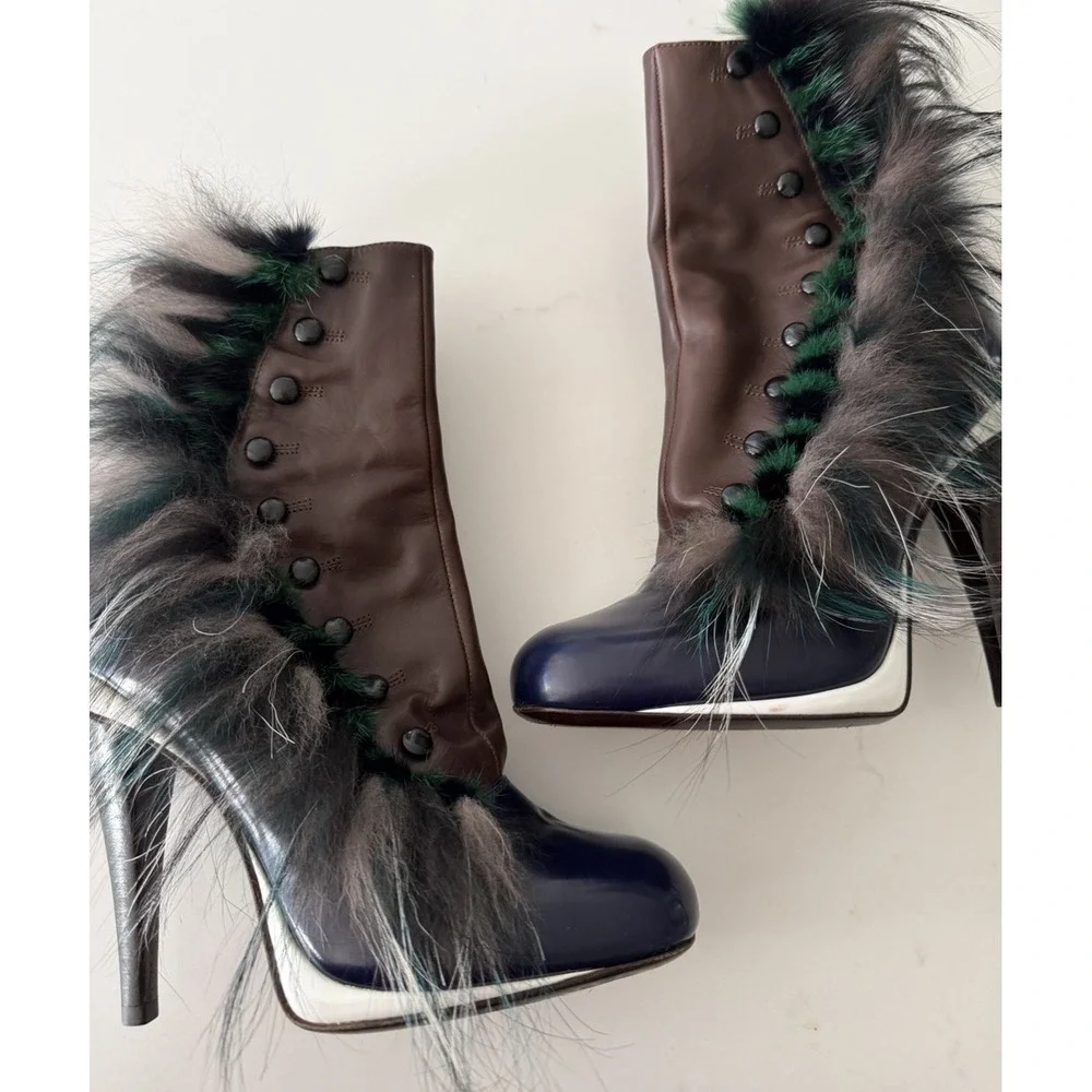 Fendi Couture Karl Lagerfeld Feather Runway Ankle Boots Booties 36 6 5.5 - Picture 1 of 15